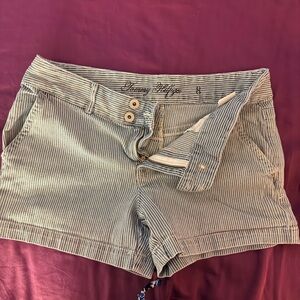 Tommy Hilfiger Blue and White Pinstripe Denim Shorts